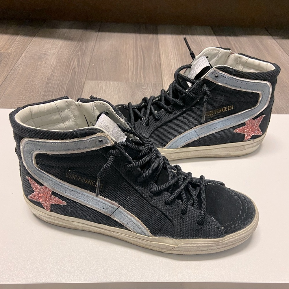 Golden Goose Slide 37 high top Made in Italy GGDB Private Edition denim pink